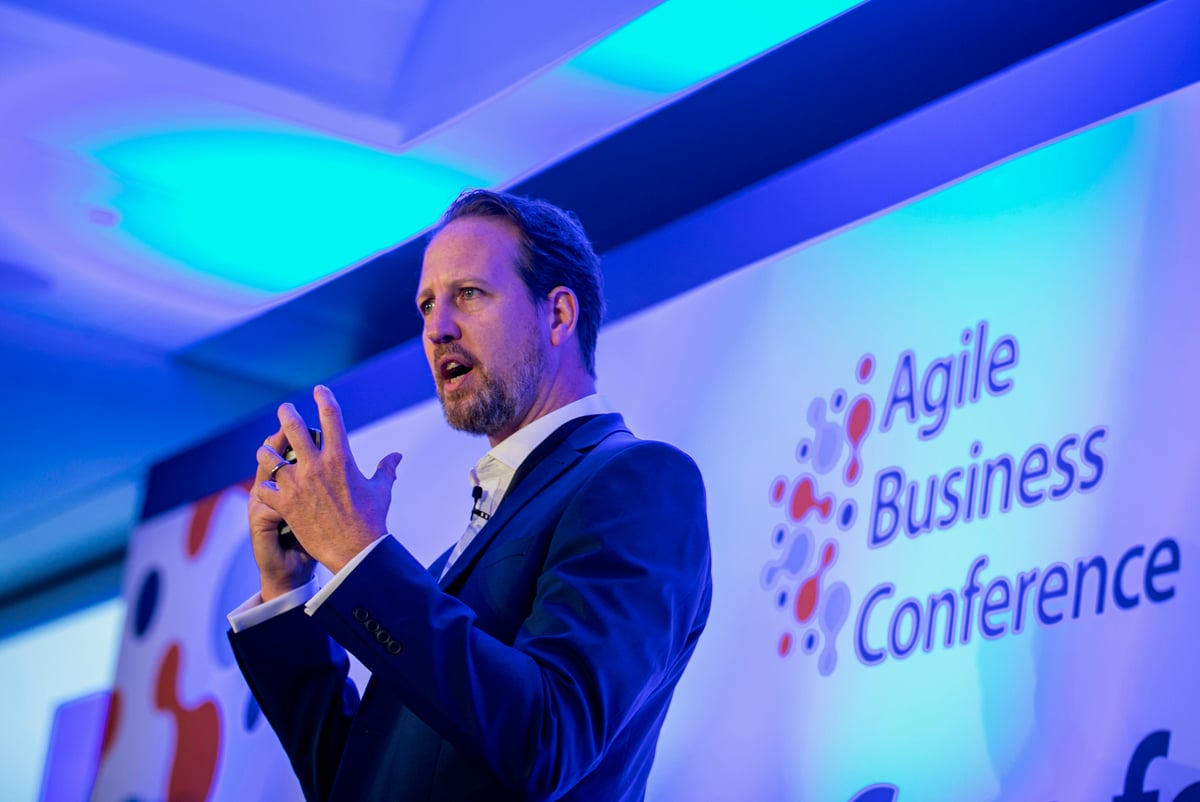 Tony speaking at the Agile Business Conference